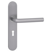 Karwei deurkruk set Gino ovaal schild sleutelgat 56 mm RVS look aluminium