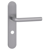 Karwei deurkruk set Gino ovaal schild vrij-bezet sluiting 63/8 mm RVS look aluminium