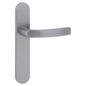 Karwei deurkruk set Lorenzo ovaal blind schild RVS look aluminium