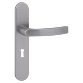 Karwei deurkruk set Lorenzo ovaal schild sleutelgat 56 mm RVS look aluminium