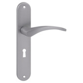 Karwei deurkruk set Stefanie ovaal schild sleutelgat 56 mm RVS look aluminium