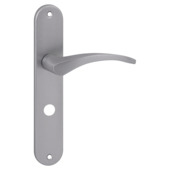 Karwei deurkruk set Stefanie ovaal schild vrij-bezet sluiting 63/8 mm RVS look aluminium