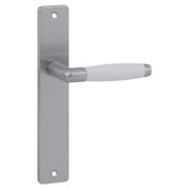 Karwei deurkruk set Lago recht blind schild RVS look messing