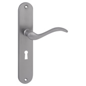 Karwei deurkruk set Rita ovaal schild sleutelgat 56 mm RVS look messing