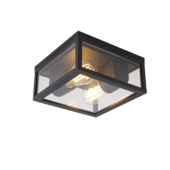 QAZQA plafondlamp voor buiten Charlois 2-lichts 40W E27 zwart aluminium