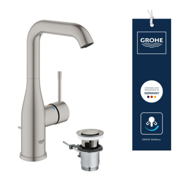 Grohe Colours Wastafelkraan Essence New L RVS met Waste