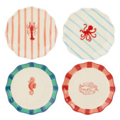 Ontbijtbord rood 4 assorti - h2xd21cm - per stuk