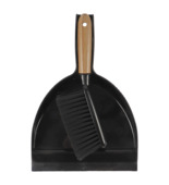 Stoffer en blik set bamboe zwart