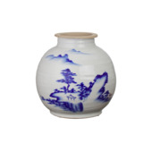 Keramieken pot wit blauw 30x30x30cm