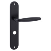 Karwei deurkruk set Eros ovaal schild vrij-bezet sluiting 63/8 mm zwart aluminium