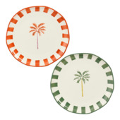 Dinerbord palmboom Ø27x3 cm oranje of groen per stuk
