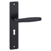 Karwei deurkruk set Lopes recht schild sleutelgat 56 mm zwart messing