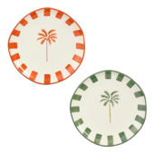Ontbijtbord palmboom Ø20x2 cm oranje of groen per stuk
