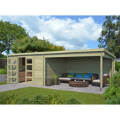 Tuinhuis met overkapping Raffa vurenhout geïmpregneerd 710 x 330 cm