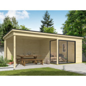 Tuinhuis met overkapping Julia vurenhout onbehandeld 295 x 295 cm