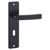 OK deurkruk set Blok recht schild sleutelgat 56 mm zwart aluminium