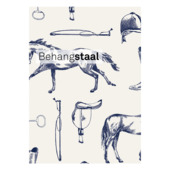 Behangstaal vliesbehang Joules Equestrian paarden print Crème/Blauw (dessin 128902)
