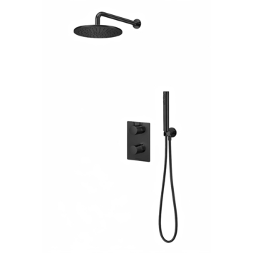 Marho Valdra regendouche set inbouw met thermostaatkraan 25 cm mat zwart kopen? Douchesets & koppen | Karwei
