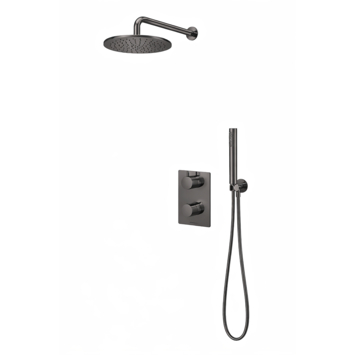 Marho Valdra regendouche set inbouw met thermostaatkraan 25 cm gun metal kopen? Douchesets & koppen | Karwei