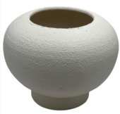 Pot rond off white paper finish h30xd38cm