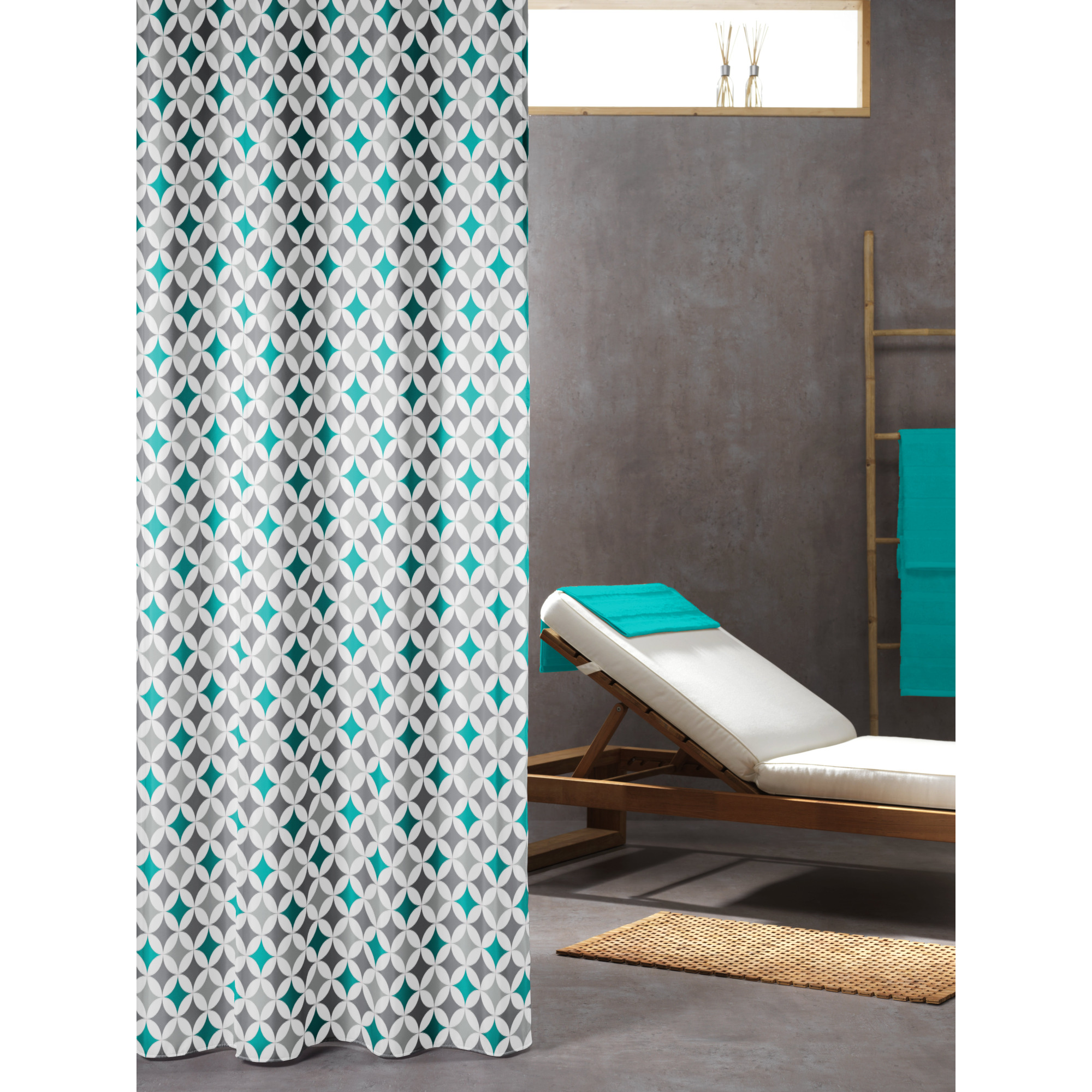 Sealskin Diamonds Douchegordijn Textiel 180X200 Cm Aqua sealskin kopen in de aanbieding