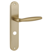 Karwei deurkruk set Eros ovaal schild vrij-bezet sluiting 63/8 mm messing mat aluminium