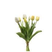 Kunsttulp bundel 40 cm wit/geel 7 stuks