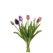 Kunsttulp bundel 40 cm roze/paars 7 stuks