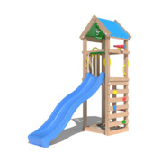 Speeltoestel Jungle Gym Patio met blauwe glijbaan van douglashout