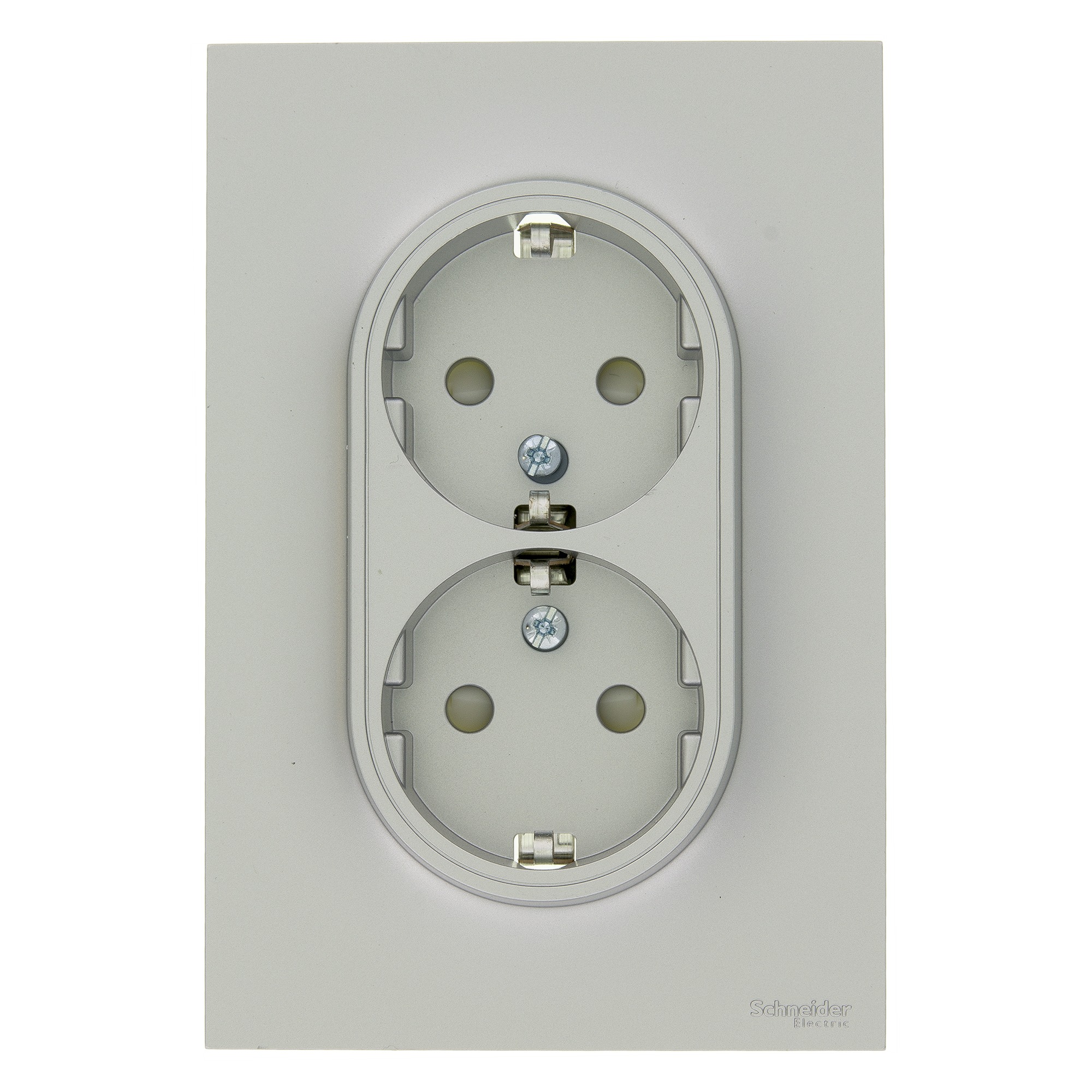 Schneider Electric Merten Odace Stopcontact Dubbel Geaard Aluminium schneider electric kopen in de aanbieding