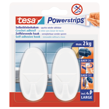 Tesa Powerstrips haak groot ovaal 2 stuks kopen? Haken & ogen | Karwei