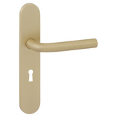 Karwei deurkruk set Rocco ovaal schild sleutelgat 56 mm messing mat