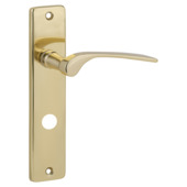 Karwei deurkruk set Jose recht schild vrij-bezet sluiting 63/8 mm messing glans