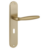 Karwei deurkruk set Eros ovaal schild sleutelgat 56 mm messing mat aluminium