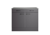 Optifit onderkast Kiel420 inclusief 2 deuren, 2 lades, werkblad en 1 plank antraciet 88 x 100 x 60 cm