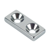 Magneet Neodymium verzinkboor zilver 28x12mm 4 stuks