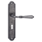 Karwei deurkruk set Bento ovaal schild sleutelgat 56 mm tin look messing