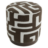 KARWEI poef Tirza geometrisch donkerbruin polyester stof