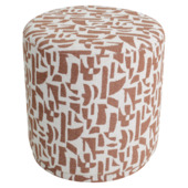 KARWEI poef Cecile geometrisch bruin polyester stof