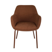 KARWEI eetkamerstoel Maya terracotta polyester stof met armleuning