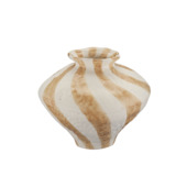Vaas vloeiend streep dessin beige wit keramiek 22xØ26 cm