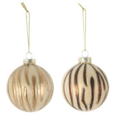 Christmas Goods kerstornament gestreept zebra strepen Ø 8 cm per stuk willekeurig
