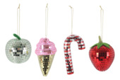 Christmas Goods kerstornament eten in discoglas per stuk willekeurig
