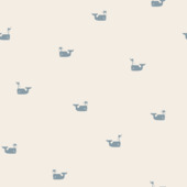 Vliesbehang Little whale gebroken wit - blauw (dessin 145528)