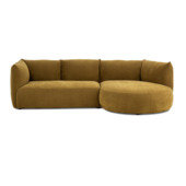 KARWEI hoekbank Sammy met verlenging rechts bruin polyester stof