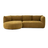 KARWEI hoekbank Sammy met verlenging links bruin polyester stof