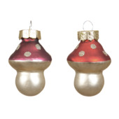 Decoris kerstornament paddenstoel rood met stippen 10 stuks