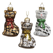 Decoris kerstornament kat diverse kleuren per stuk willekeurig