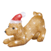 Lumineo kerstverlichting acryl figuur liggende hond koel wit LED licht 20 cm