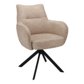 Eetkamerstoel Zian beige gestoffeerd met armleuning